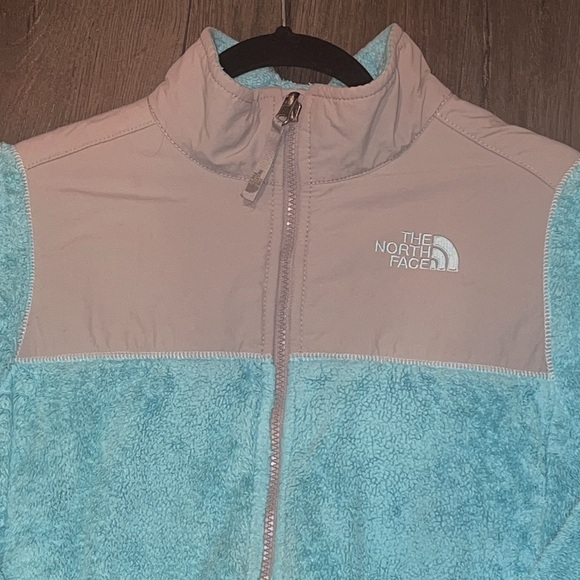 The North Face Girls Denali Zip Up Fleece Turquoise/Grey Jacket Size Large 14/16 - Picture 3 of 11